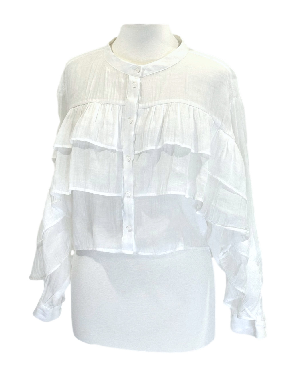 Zara white ruffle blouse